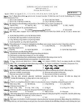 Đề 3 thi Kiểm tra giữa kỳ I năm học 2015 - 2016 môn hóa học 12 thời gian làm bài 45 phút